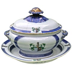 Chinese Export Armorial Tureen on Platter