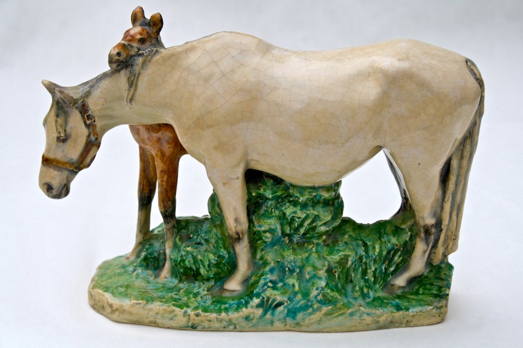 Mid-20th Century Mare and Foal Equine Figurine by Kathleen Wheeler