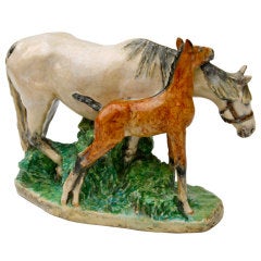 Vintage Mare and Foal Equine Figurine by Kathleen Wheeler