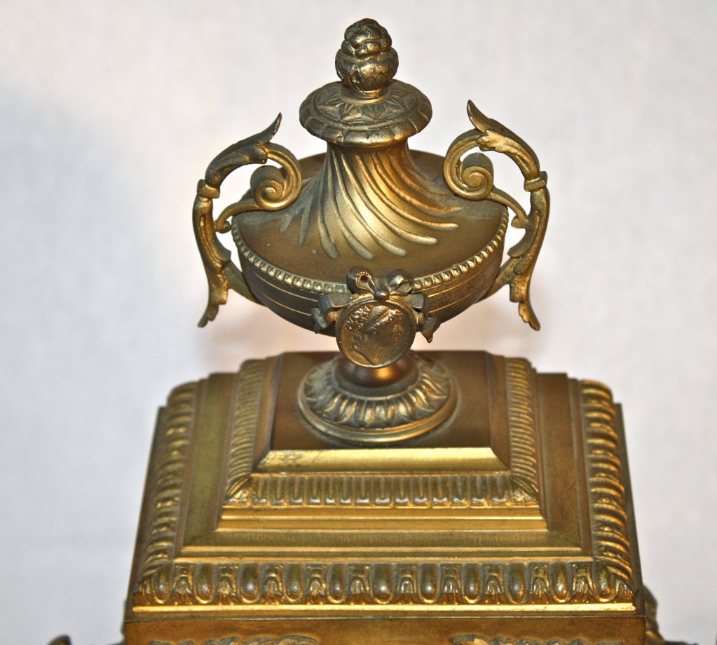 Napoleon III French Second Empire Bronze Dore Mantle Clock For Sale