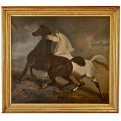 Antique 'Two Frolicking Horses'  Oil on Canvas - School of Rosa Bonheur