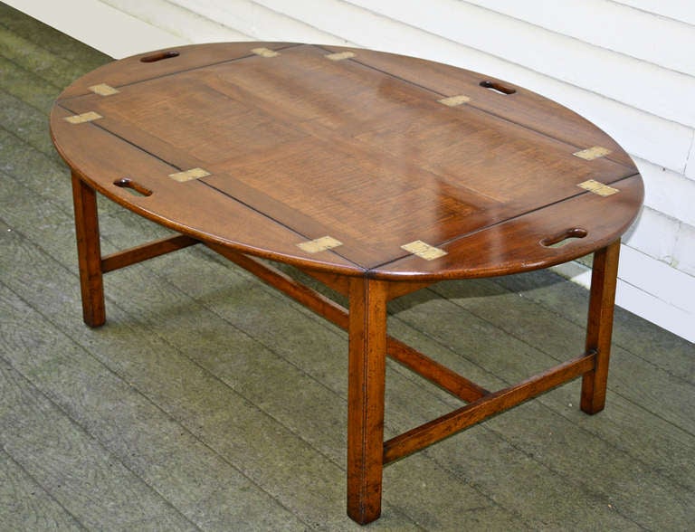 Oversized Georgian Fiddle-back Paneled Butler's Tray Table 1