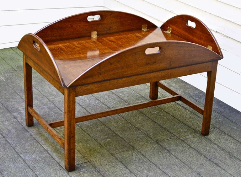 English Oversized Georgian Fiddle-back Paneled Butler's Tray Table