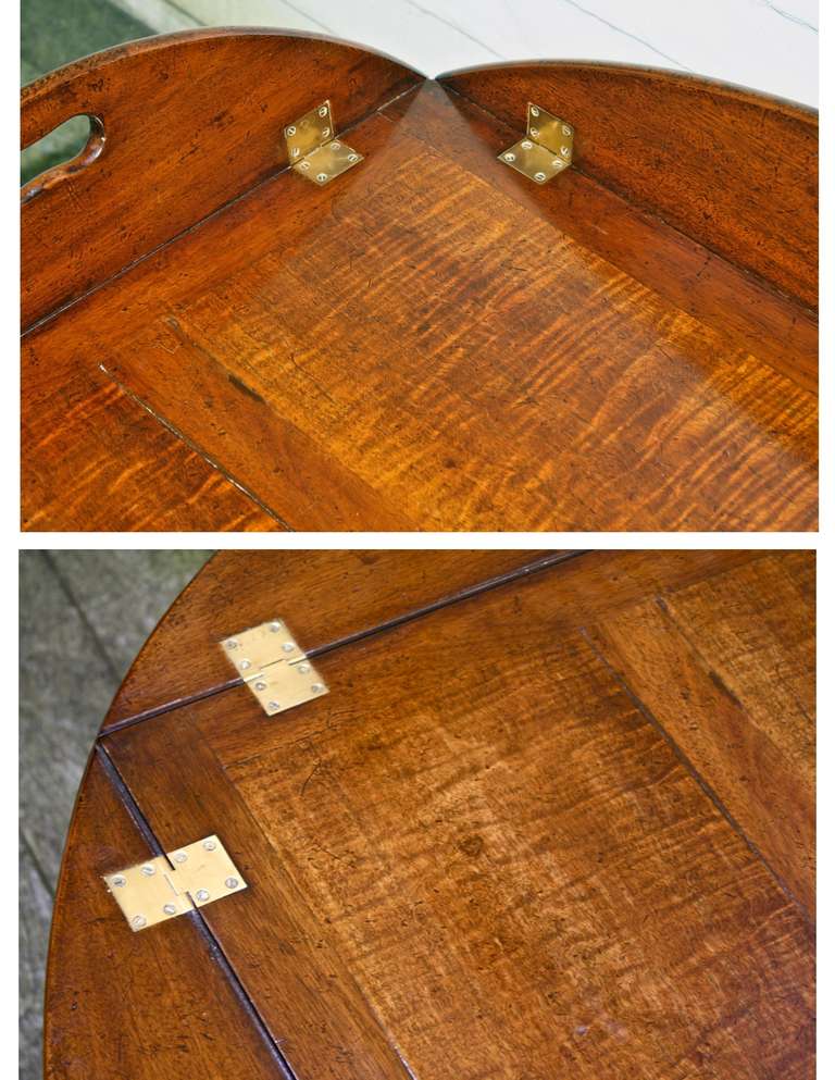 18th Century and Earlier Oversized Georgian Fiddle-back Paneled Butler's Tray Table