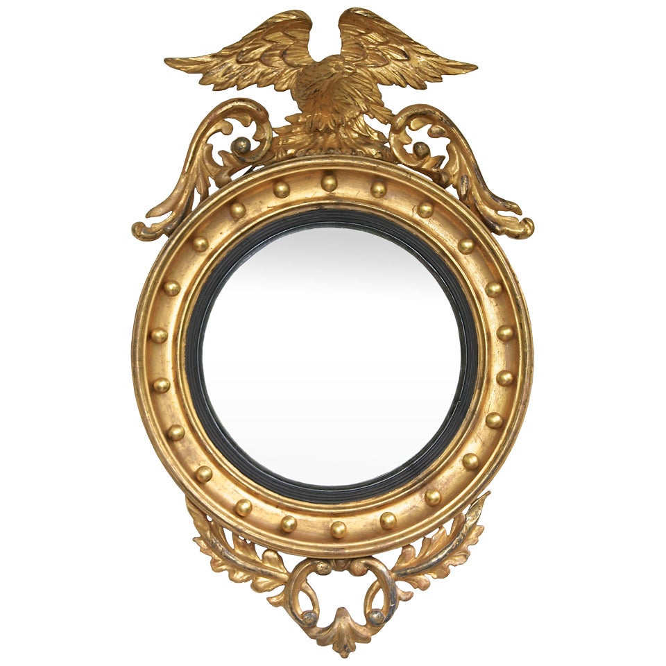 Philadelphia Federal Giltwood Convex Mirror For Sale