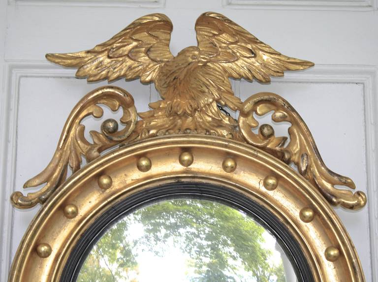 American Philadelphia Federal Giltwood Convex Mirror For Sale