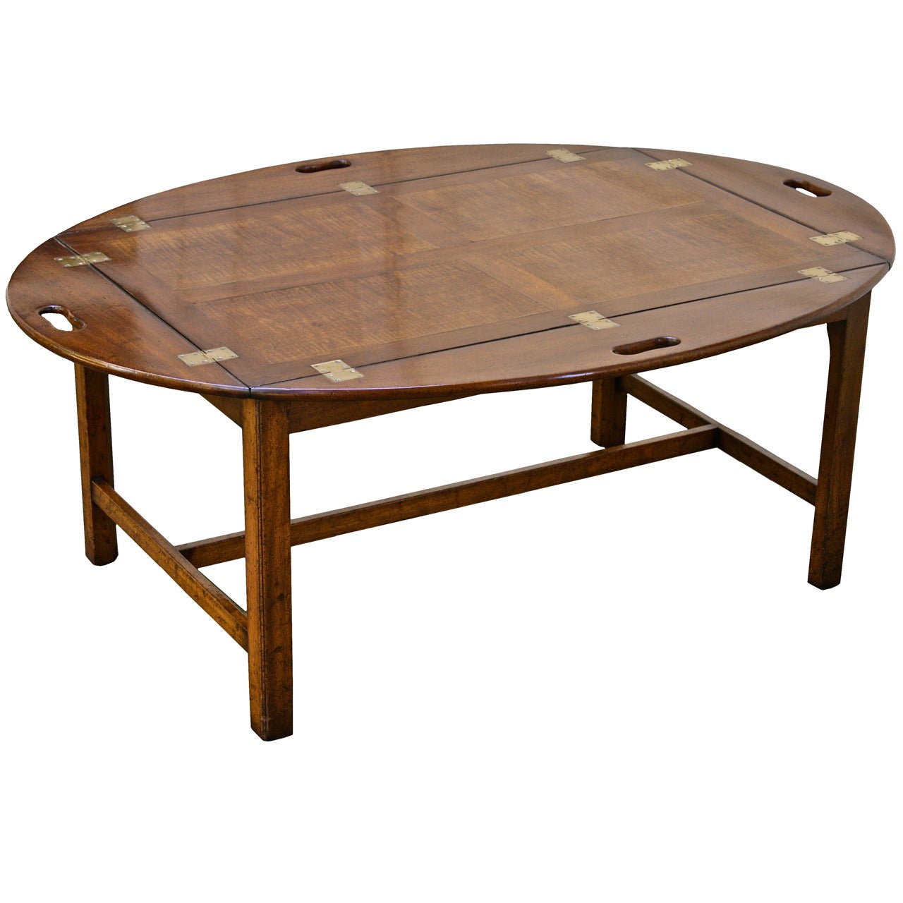 Oversized Georgian Fiddle-back Paneled Butler's Tray Table