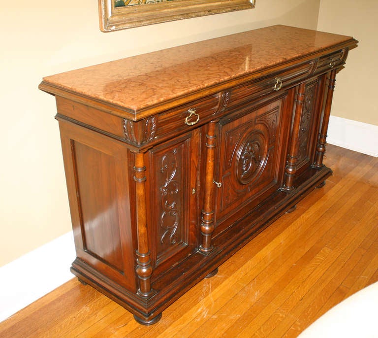 American Renaissance Revival Marble-Topped Credenza For Sale