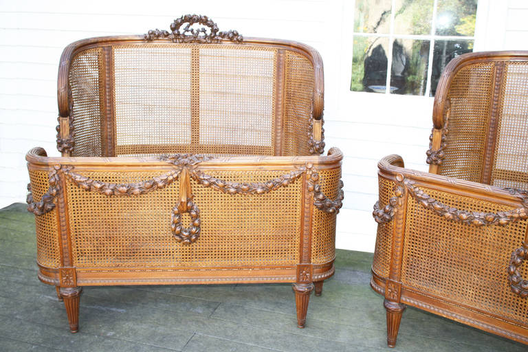 20th Century PAIR French Neoclassical Revival Beds of Rockefeller-Dodge Provenance