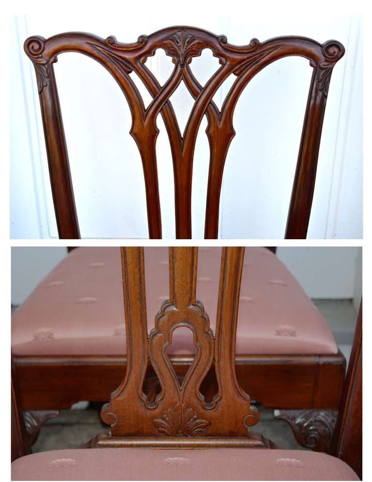19th Century Set of 12 Philadelphia Chippendale Revival Dining Chairs