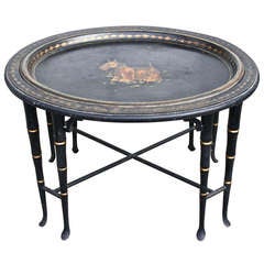 English Toleware Terrier Portrait Tray on Stand 1