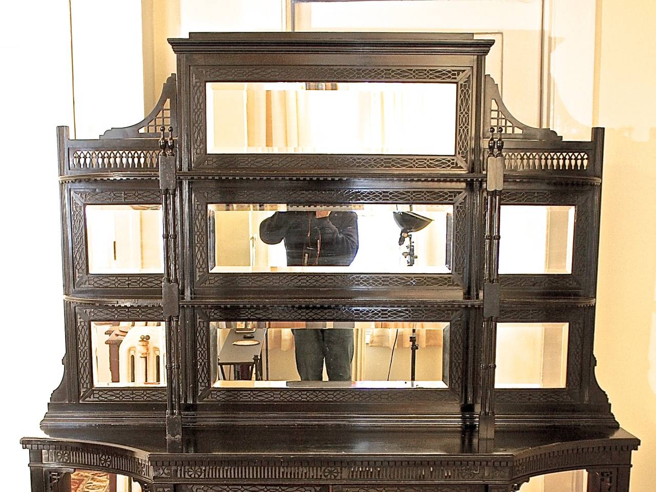 Late 19th Century English Aesthetic Movement Mirrored 'Vitrine' Cupboard For Sale