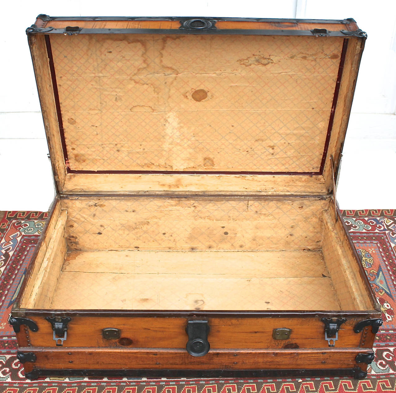 19th Century American Wooden Cabin Trunk