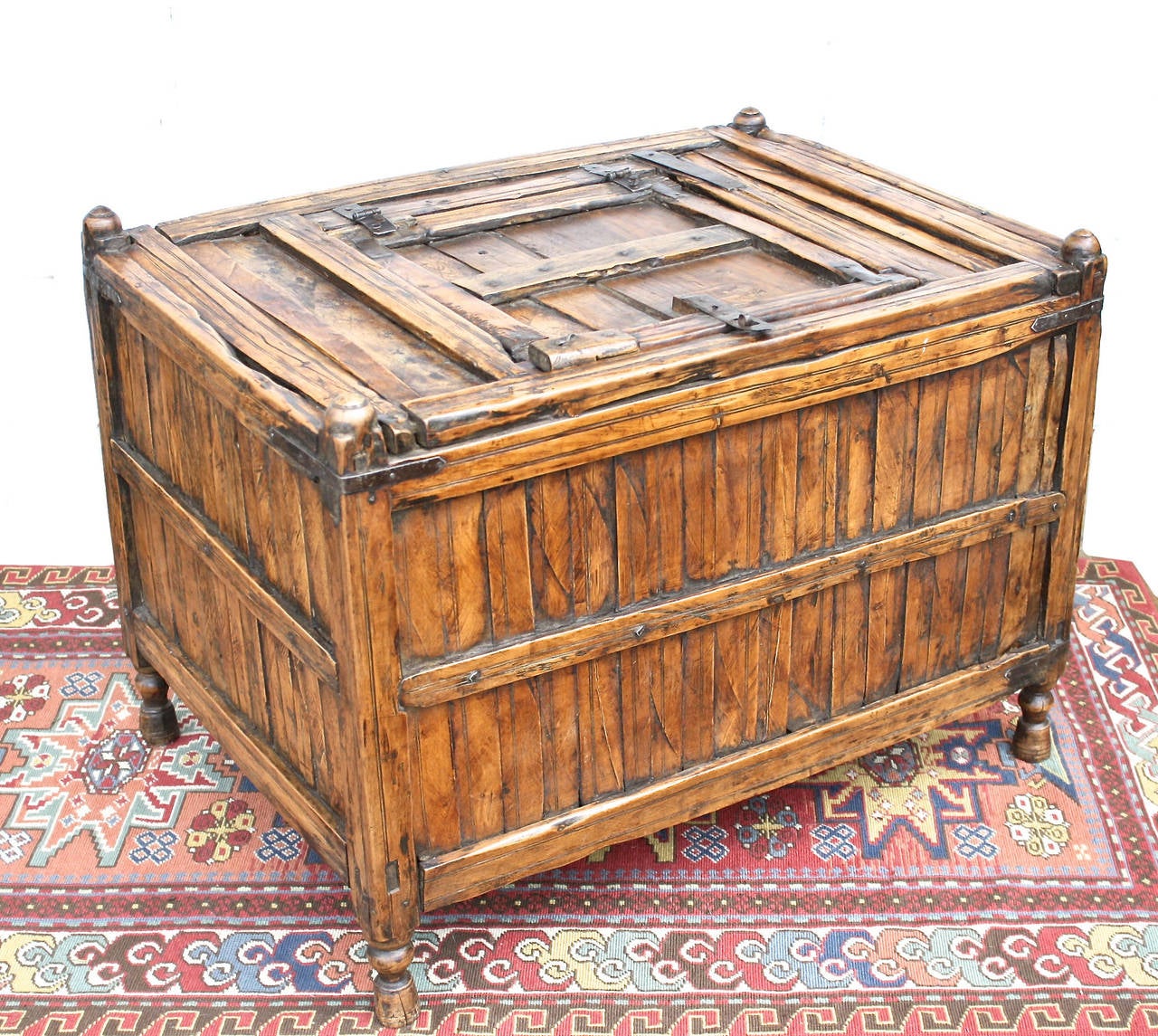 Chinese Asian Footed Coffer or Kindling Box For Sale
