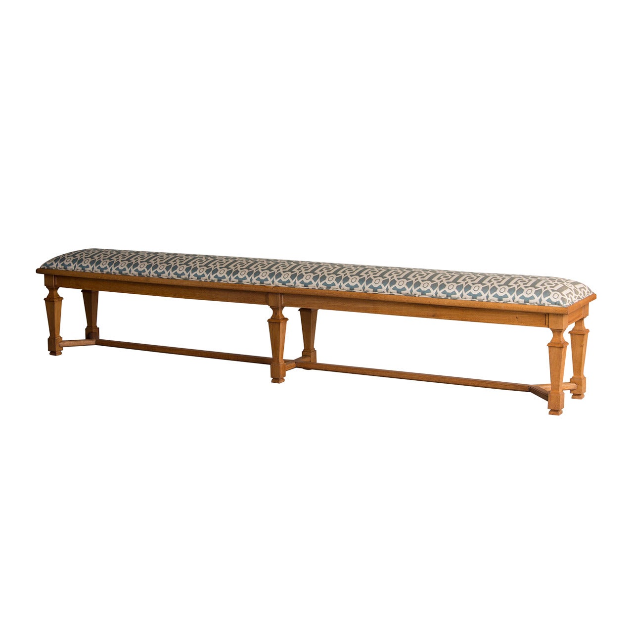 Antique French Solid Oak Long Bench, Architecturally Inspired, circa 1880