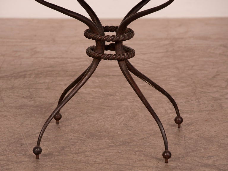 French Art Moderne Vitriolite Top Hand Forged Iron Circular Table, France C.1940