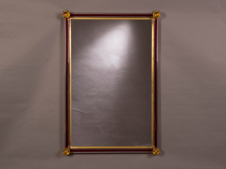 Murano Mid Century Hand Made Coloured Glass Mirror, Italy c.1960