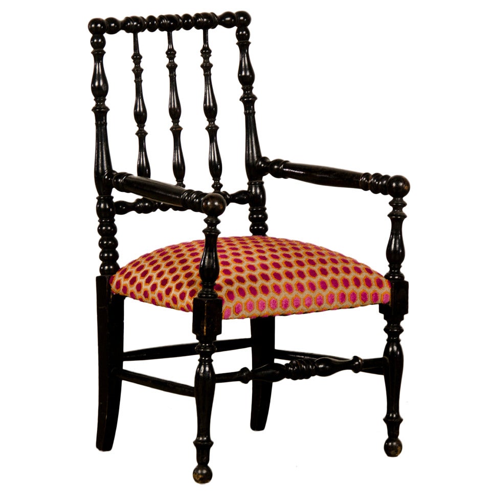 Napoleon III Period Child's Chair With Original Ebonized Finish, France Circa 1870