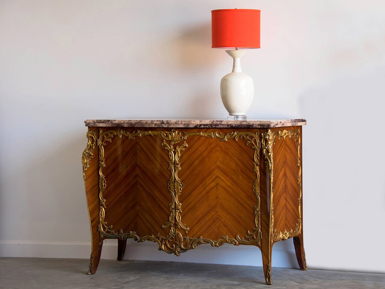 Vintage French Transitional LXV/LXVI Vintage Walnut Buffet Marble Top circa 1940