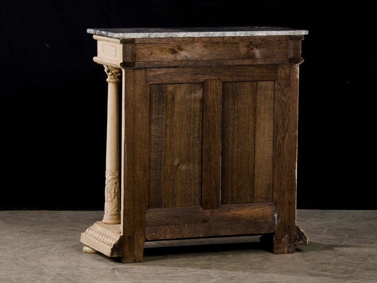 Antique French Pale Oak Console Table with Grey Marble Top circa 1880 4
