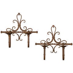 Pair of French Vintage Two Light Iron Sconces, Double Wire Motif, circa 1910