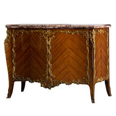 Vintage French Transitional LXV/LXVI Vintage Walnut Buffet Marble Top circa 1940