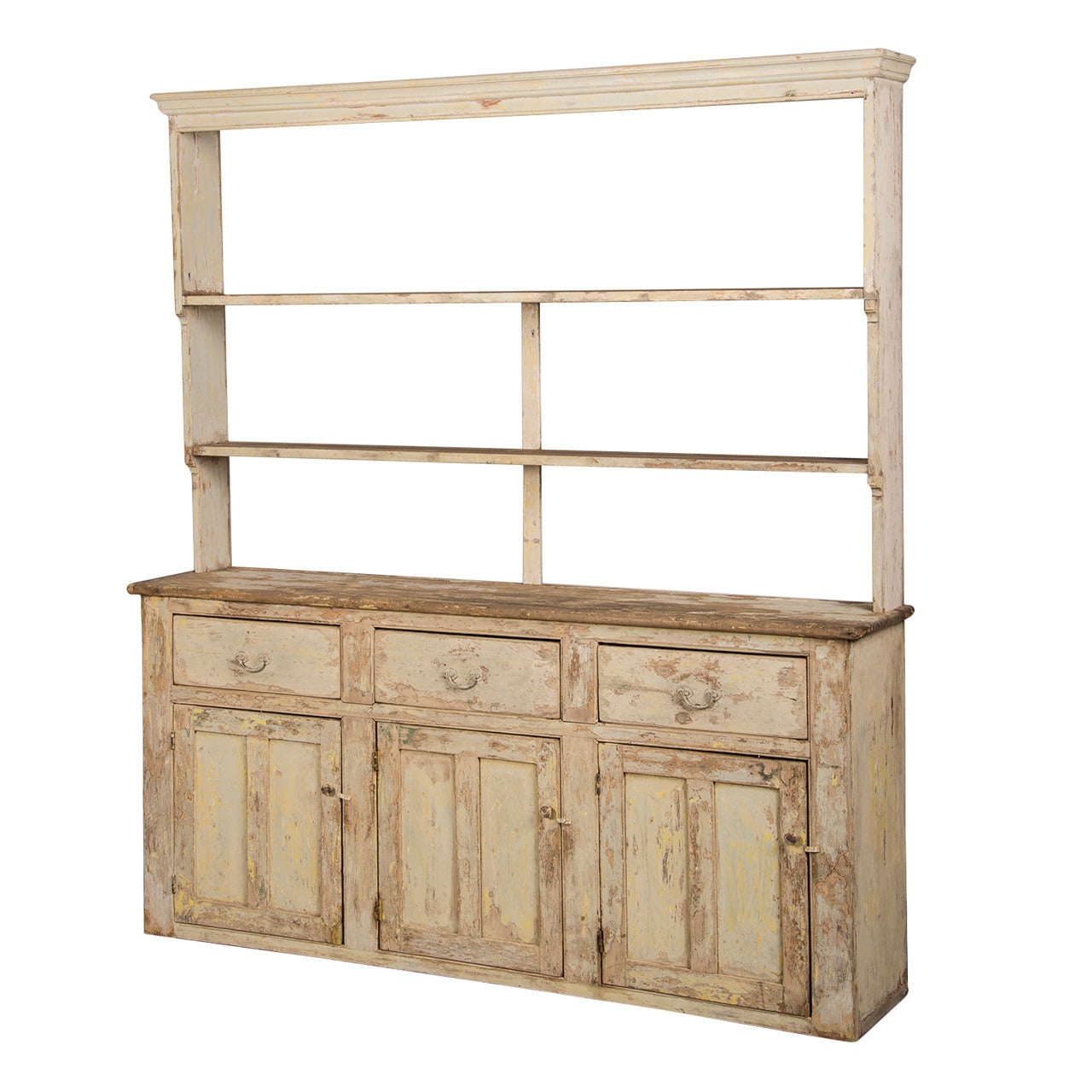 Antique English Welsh Dresser, Original Painted Finish, from Bath circa 1850 For Sale