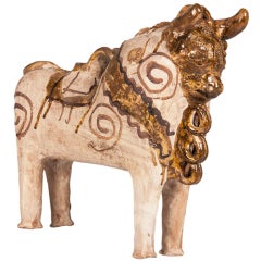 French "Vallauris" Pottery Bull in the Style of Picasso circa 1930