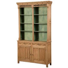 Gothic Revival Pale Oak Display Cabinet/bookcase From England C. 1850