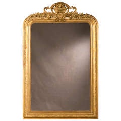 Antique Handsome Louis Philippe Style Gold Leaf Frame Enclosing The Original Mirror, France C.1890