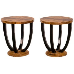 A Pair Of Art Deco Period Burl Ashwoos Side Tables From France C.1930 A Pair Of Art Deco Period Burl Ashwoos Side Tables From France C.1930