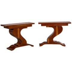 Art Moderne Period Pair of Palisander Wood Console Tables, France c.1940