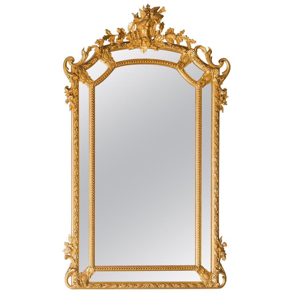 Regence Style Gold Leaf Pareclose Mirror, France, circa 1890