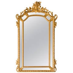 Antique Regence Style Gold Leaf Pareclose Mirror, France, circa 1890