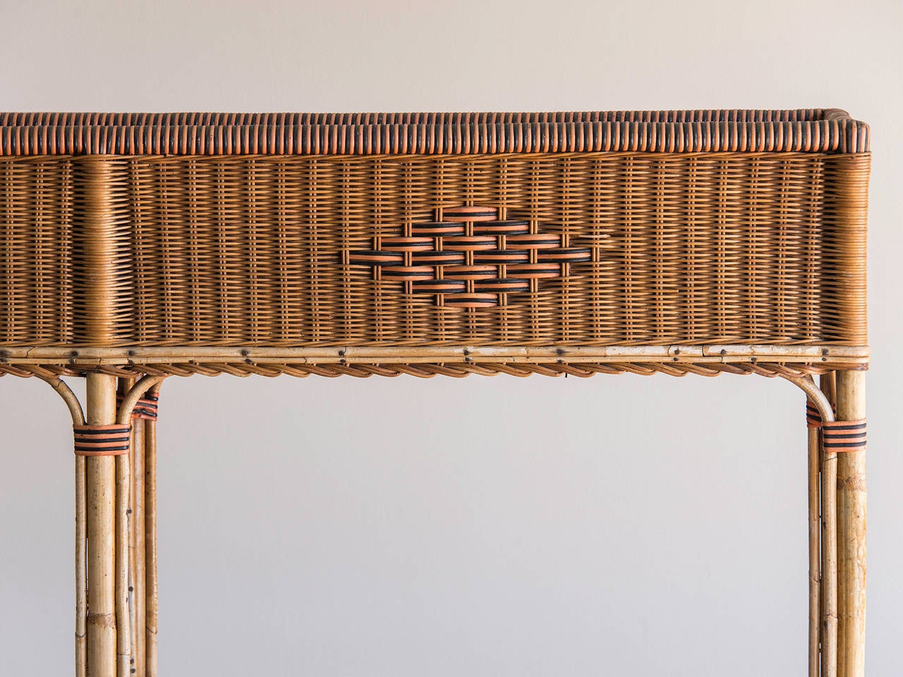 Vintage Bamboo and Woven Rattan Grand Scale Jardiniere, France circa 1940 2