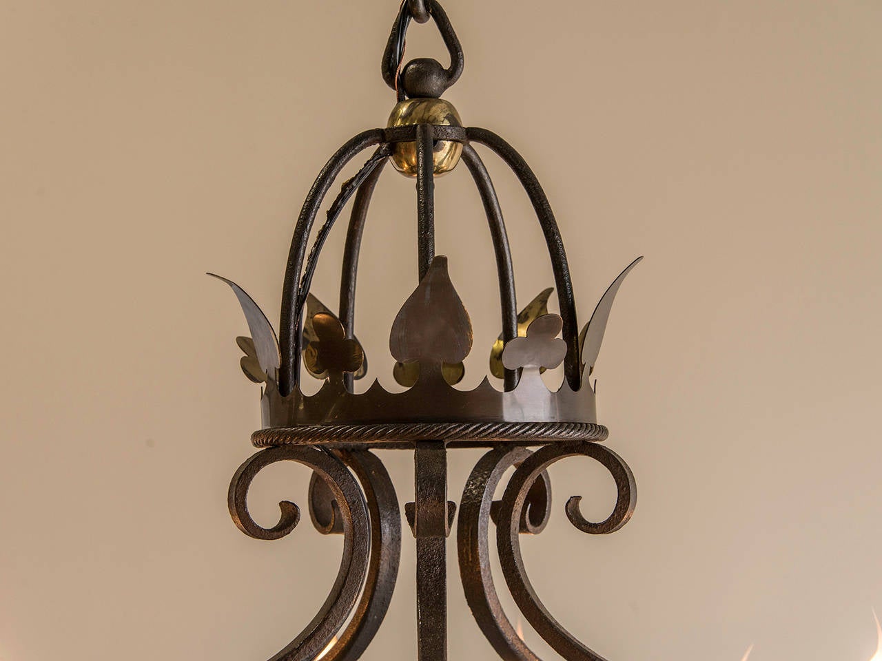 Regence Style Iron and Brass Ten Light Chandelier, France circa 1920 In Excellent Condition In Houston, TX