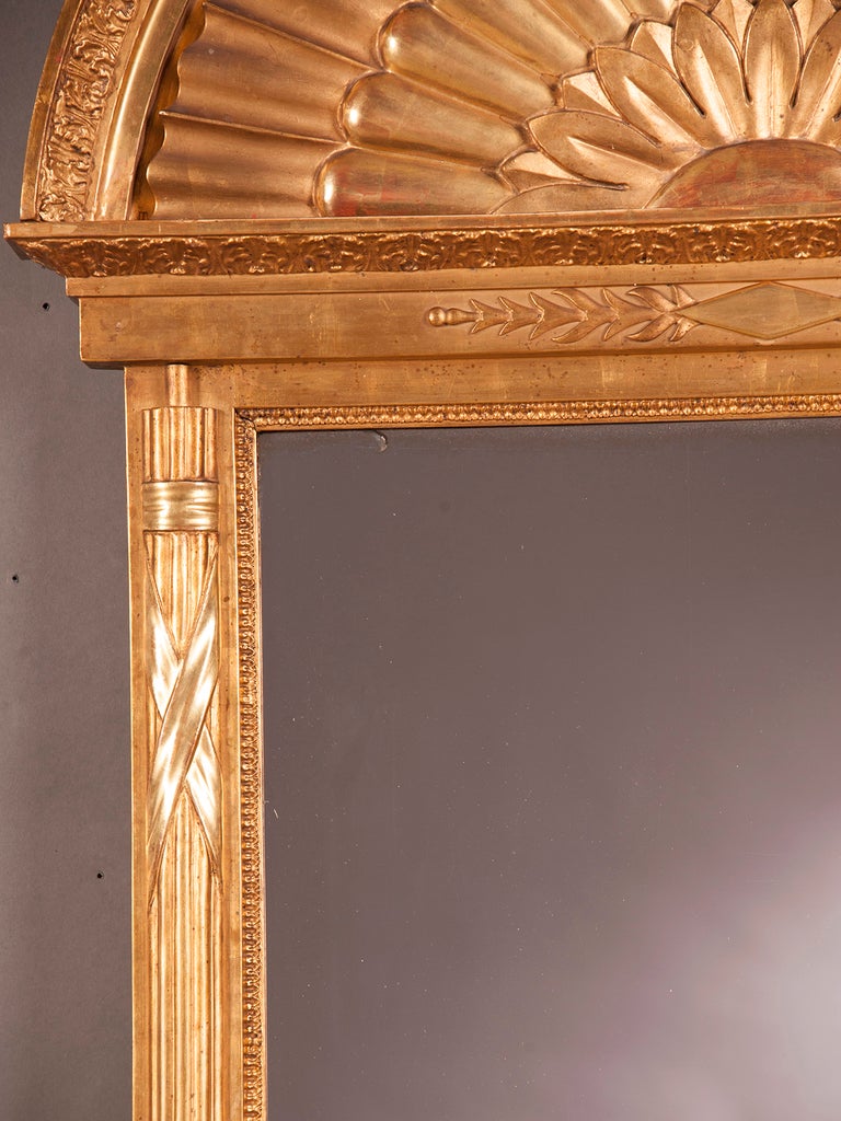 Swedish Empire Period Tall Gold Leaf Mirror, Sweden c.1810