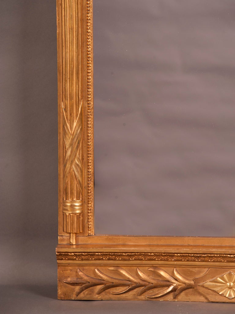 Empire Period Tall Gold Leaf Mirror, Sweden c.1810 In Excellent Condition In Houston, TX