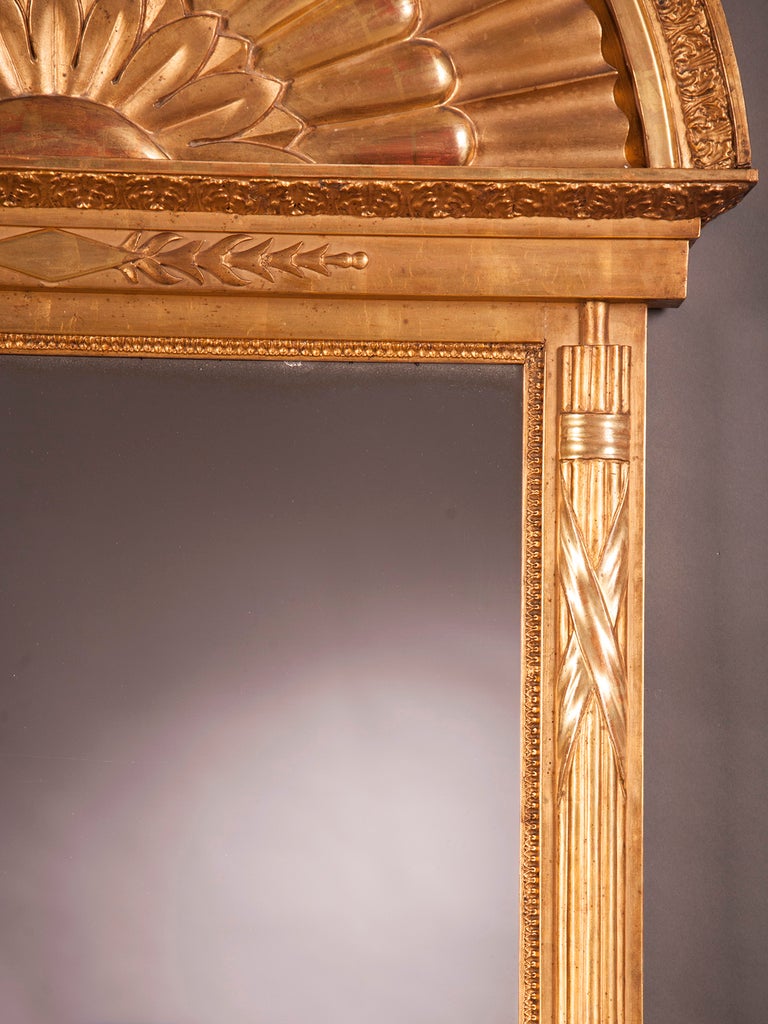 Empire Period Tall Gold Leaf Mirror, Sweden c.1810 1