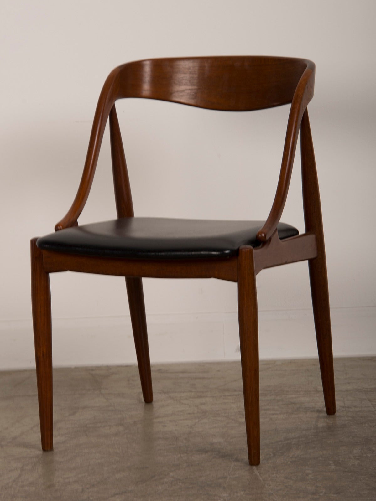 Set Six Teak Armchairs with Leather Seats by Søborg Møbelfabrik, Denmark 4