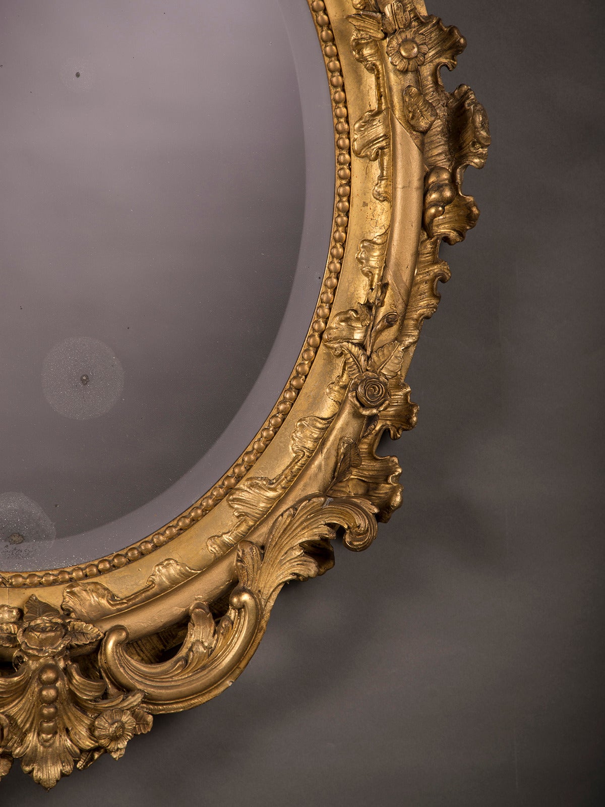 French Gilded Oval Mirror from Belle Epoque Period France circa 1890 (32