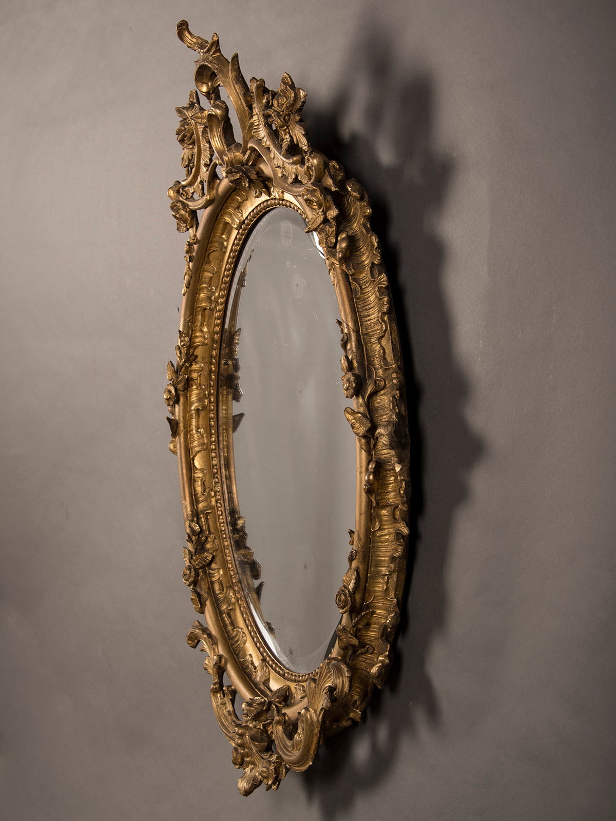 Gilt Gilded Oval Mirror from Belle Epoque Period France circa 1890 (32