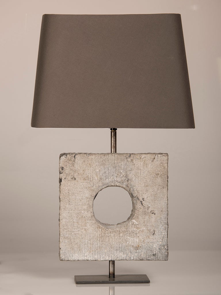 A Block Of Rough Hewn Belgian Blue Stone Mounted As A Custom Lamp.
