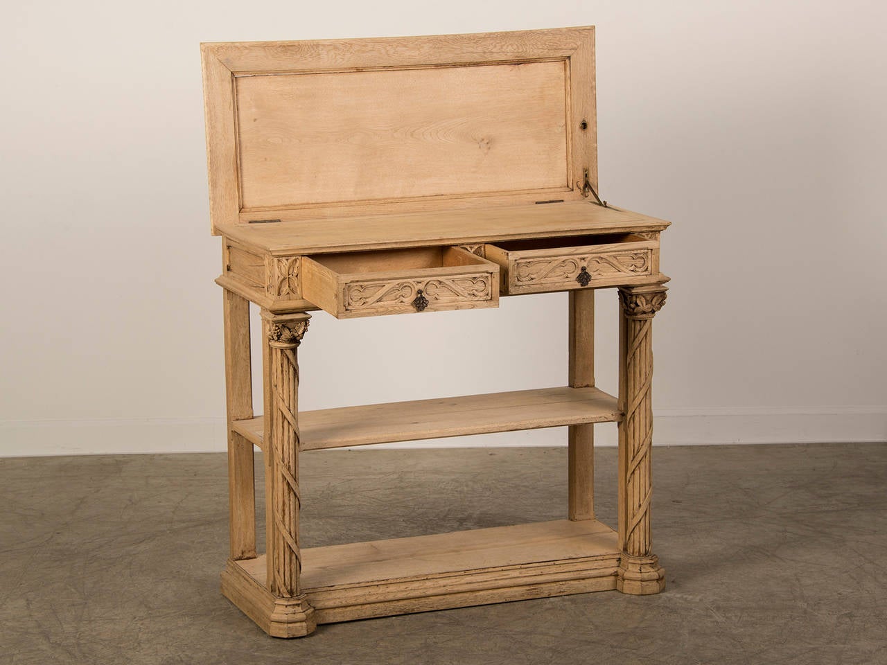 Renaissance Style Carved Pale Oak Desserte, France circa 1880 1