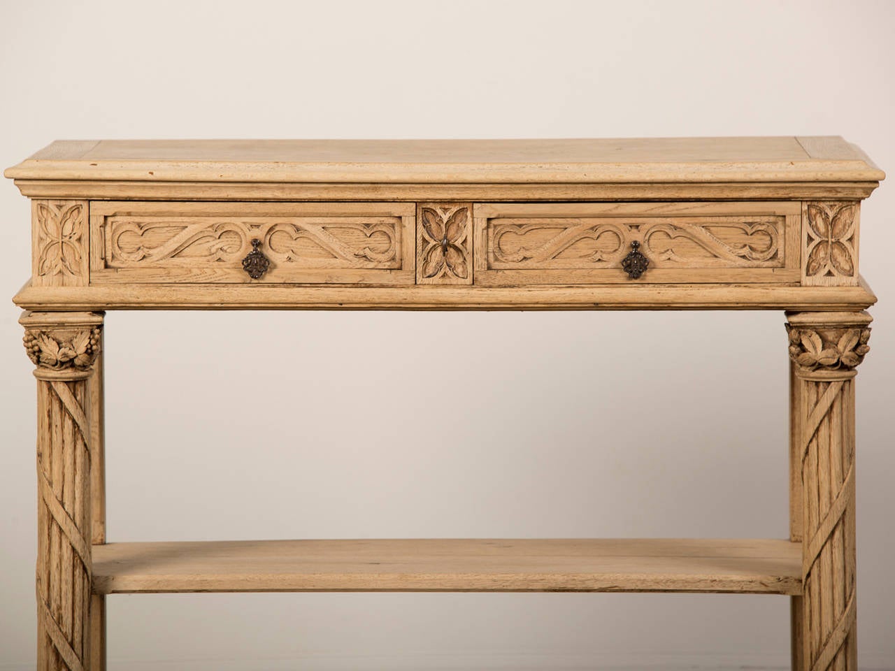 Renaissance Style Carved Pale Oak Desserte, France circa 1880 In Excellent Condition In Houston, TX