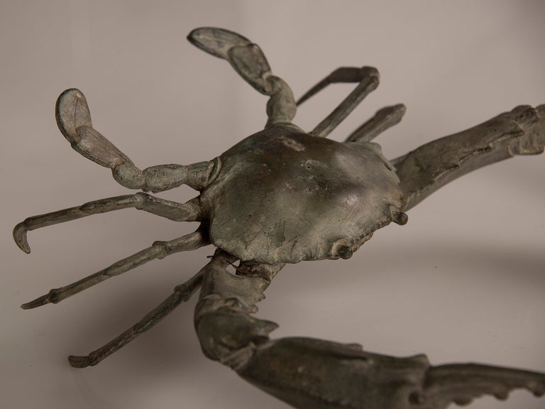 Mid-Century Modern Vintage French Cast Bronze Crab Lifesize Sculpture circa 1940