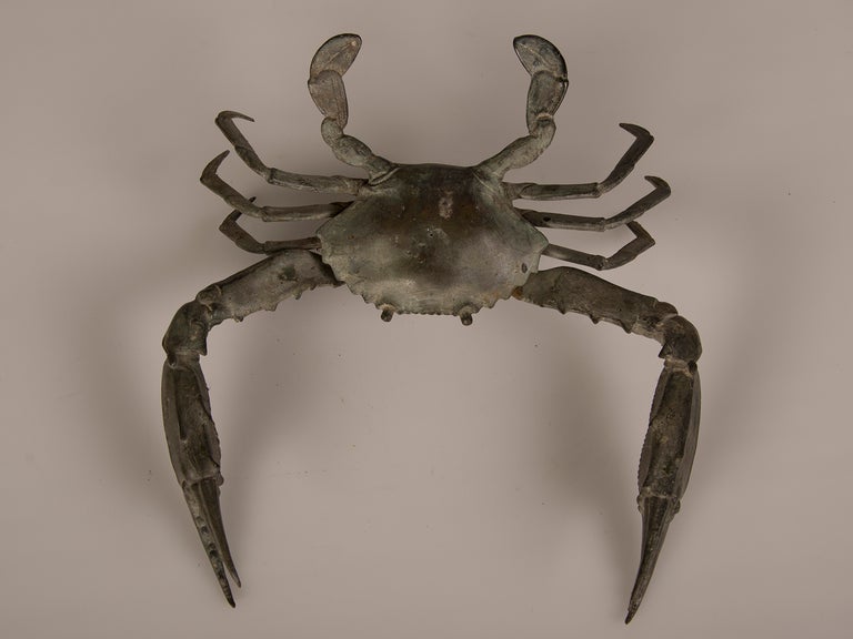 Mid-20th Century Vintage French Cast Bronze Crab Lifesize Sculpture circa 1940