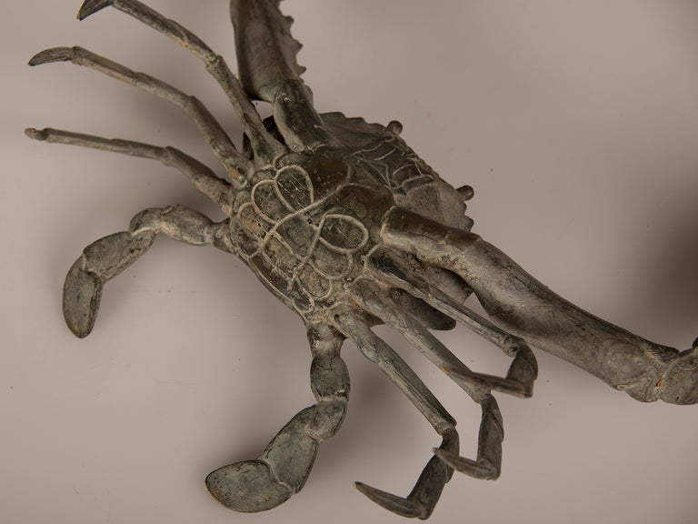 Vintage French Cast Bronze Crab Lifesize Sculpture circa 1940 1
