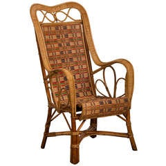 Vintage woven rattan armchair, France c.1920
