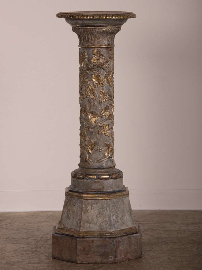 Receive our new selections direct from 1stdibs by email each week. Please click Follow Dealer below and see them first!

Large antique Italian Renaissance style carved  pedestal circa 1860 with a painted finish. Please note the architectural